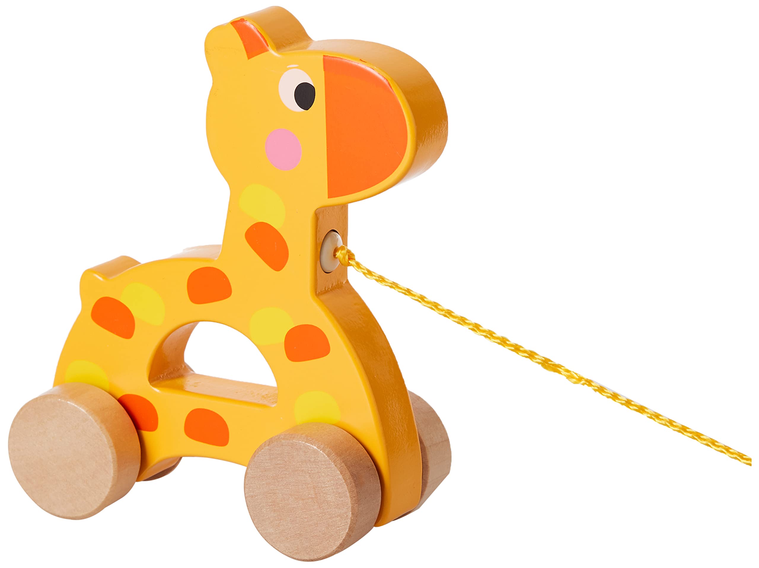 Tooky Toy 921 TKC266 EA Wooden Pull Along Giraffe (EXP), yeollow