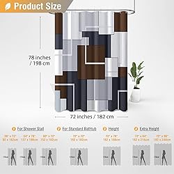 BTTN 78 Inches Long Shower Curtain, Tall Geometric