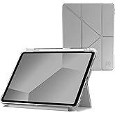 STM OPP Case for Apple iPad Air 11" (M3 2025 / M2 2024)|iPadPro 11" (4/3/2/1 Gen)|iPadAir 10.9" (5/4 Gen) Slim Light Protective Cover, Transparent Back, w/Apple Pencil Storage, Auto Sleep/Wake - Grey