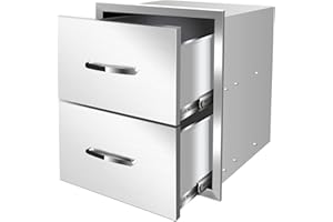 KODOM Outdoor Kitchen Drawers 18''W x 23''H x 23''D, Stainless Steel Flush Mount BBQ Drawers with Handles, Double Access BBQ Island Drawers for Outdoor Kitchens or Patio Grill Station