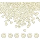 HARFINGTON 1000Pcs Cream Pony Beads 6x9mm Acrylic Bulk Plastic Barrel Bead for Necklace Key Chain Jewelry Making Earring Hair Braiding
