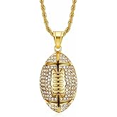 HETIMXIA Iced Out Chain CZ American Football Pendant Necklace for Men Athletes Sports Style Hip Hop Punk Jewelry Cuban Link Chain Sports Gifts
