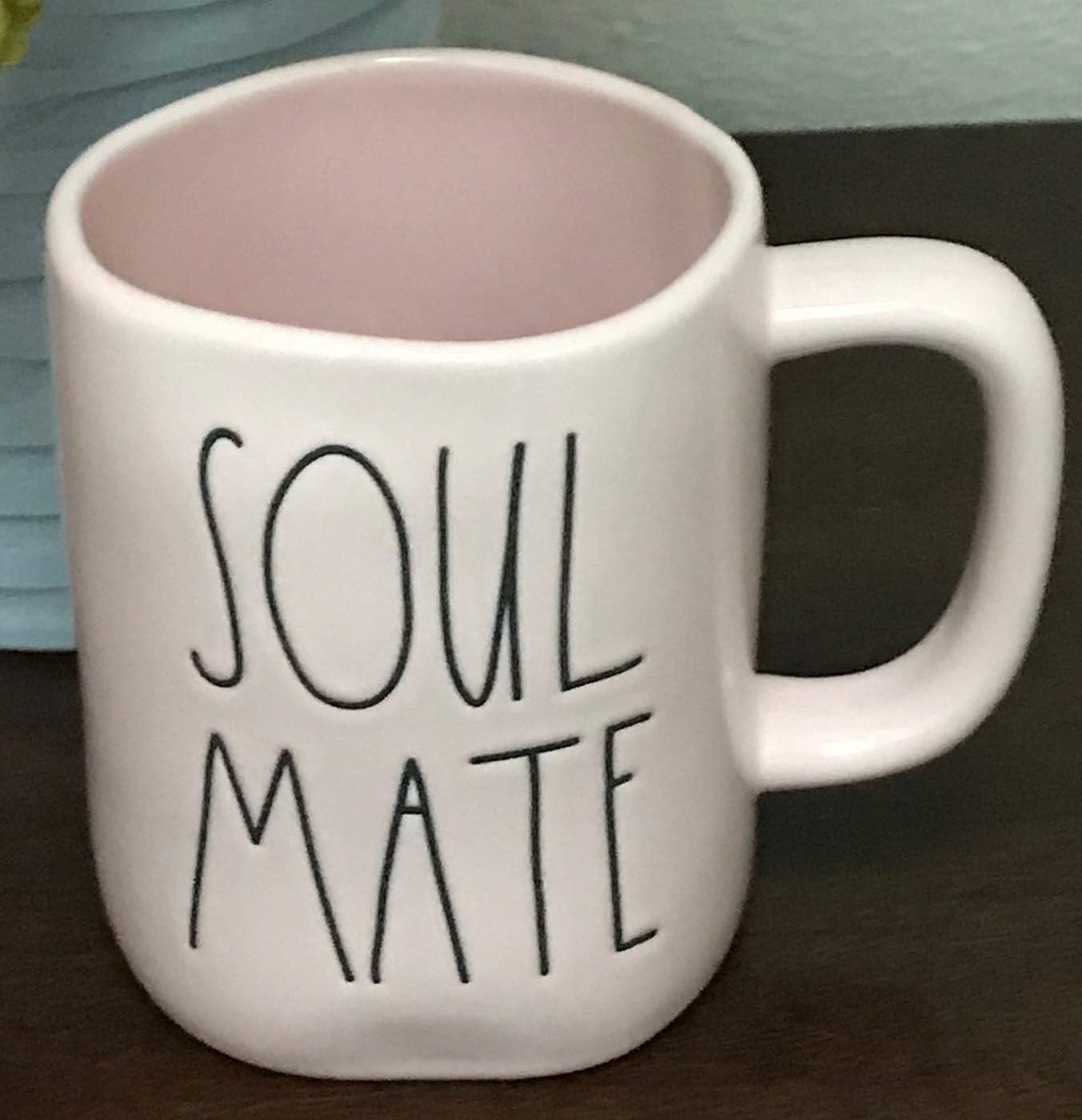 Rae Dunn Ceramic Coffee Mug/Cup (SOUL MATE - pink mug)