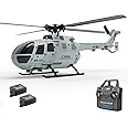 Ssccgym C186 Remote Control Helicopter Single Rotor No Ailerons BO-105 Like-Real RC Aircraft Model Air Pressure Hover Aerobatic Flight 6-Axis Gyroscope (Grey 2 Batteries)