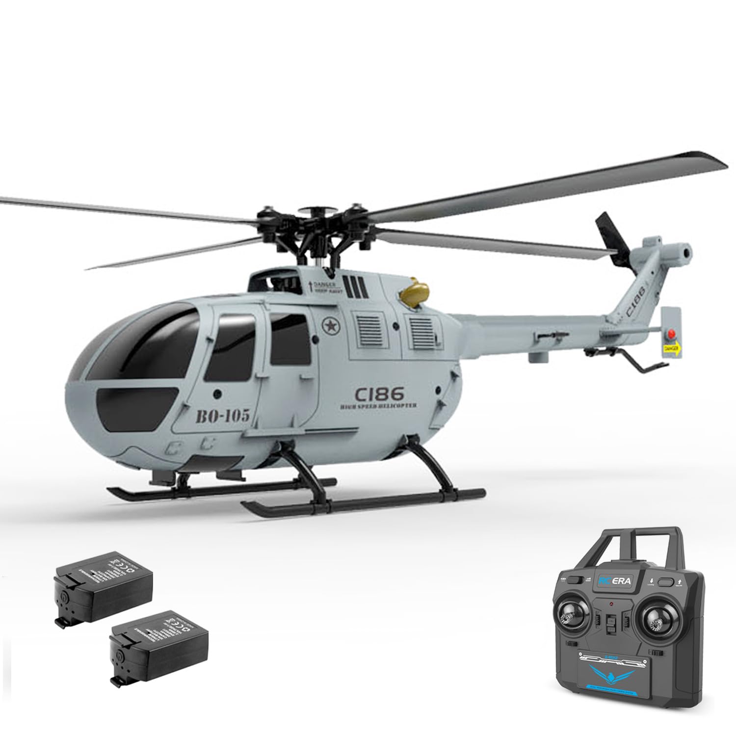 Photo 1 of C186 Remote Control Helicopter for Adults 14y+ Beginner Expert Single Rotor Aileronless BO-105 Like-Real RC Aircraft Model Air Pressure Hover Aerobatic Flight 6-Axis Gyroscope (Grey 2 Batteries)