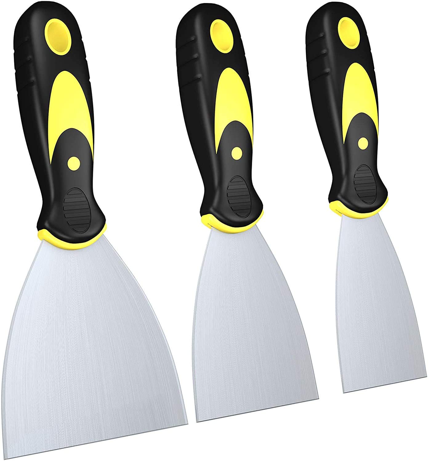 Putty Knife Scrapers, Spackle Knife, Metal Scraper Tool for Drywall Finishing, Plaster Scraping, Decals, and Wallpaper(3 Pack,1.5, 3, 4 Inch)