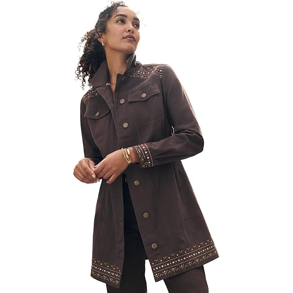 Agnes Orinda Plus Size Denim Jacket for Women Buttons Long Sleeve