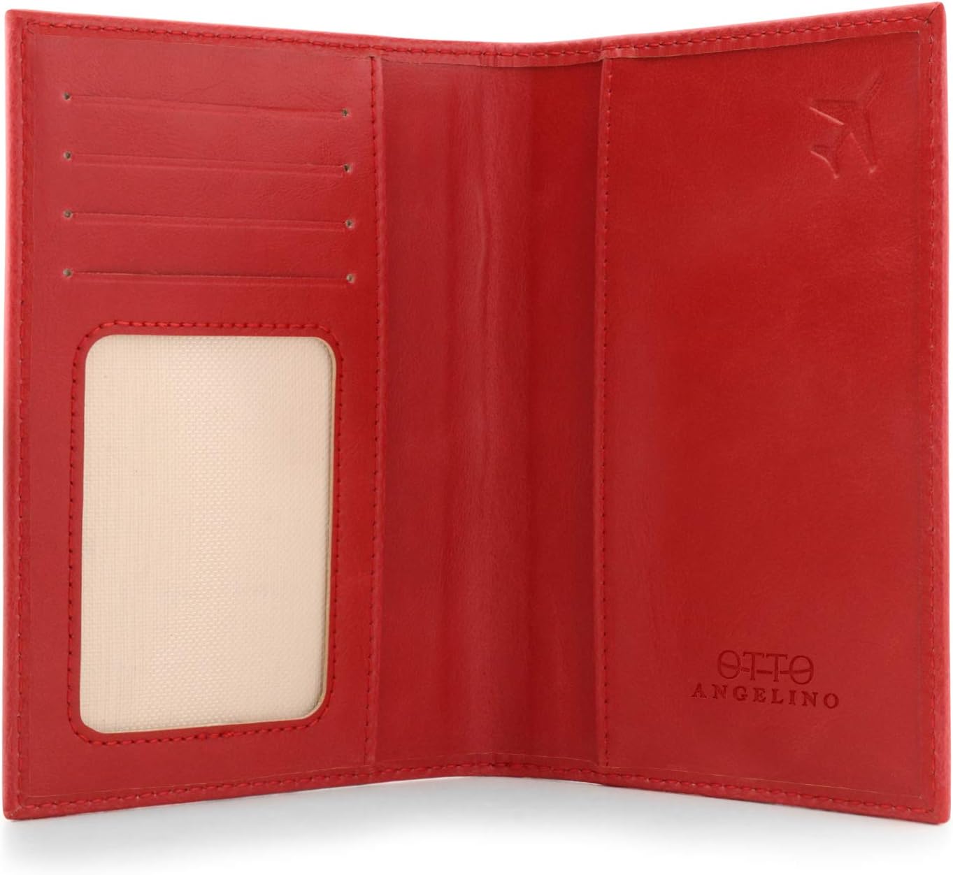 Otto Angelino Leather Passport Wallet - RFID Blocking - Unisex, Red - Image 4