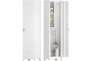 IRONFFICE Narrow Storage Cabinet,Tall Bathroom Storage Cabinet with Doors,Slim Utility Cabinets with Doors,Narrow Tall Cabinets for Laundry,Living Room,Office,White