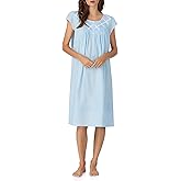 Eileen West Womens Sleepwear & Loungewear - Poetic Woven Lawn Collection - 100% Cotton Lightweight Cap Sleeve Waltz Nightgown