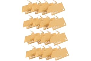 HOODANCOS 50pcs Hollow Reindeer Christmas Place Cards for Table Setting Writable Seating Cards for Wedding