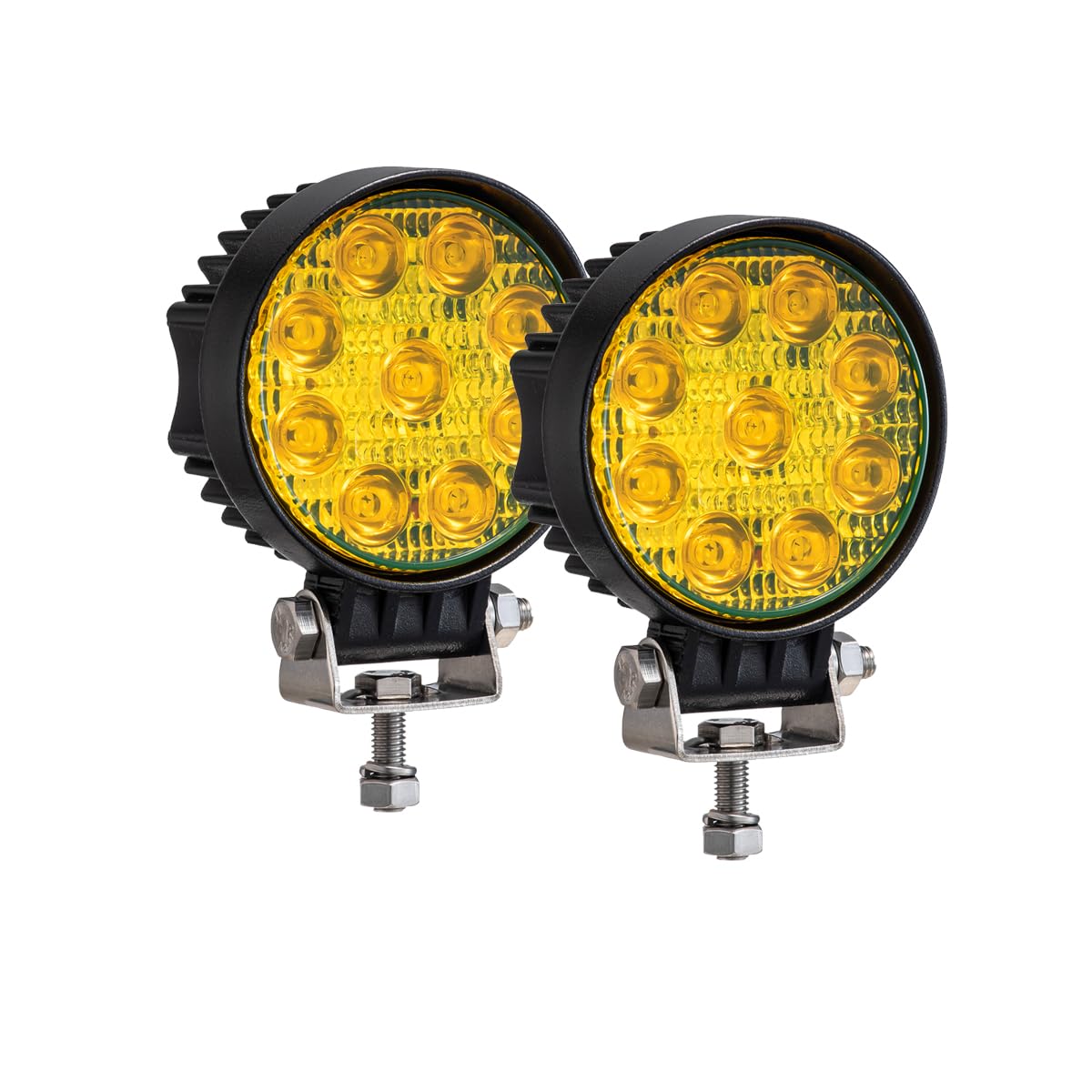 Photo 1 of Raycharm Super Bright Offroad 3.5" Round LED Fog Light Pods, Amber Long-Range Spot Beam Driving Work Light for Truck/Motorcycle, 12V/24V DC 27W, Corrosion/Vibration Resistant Waterproof, 2-Pack