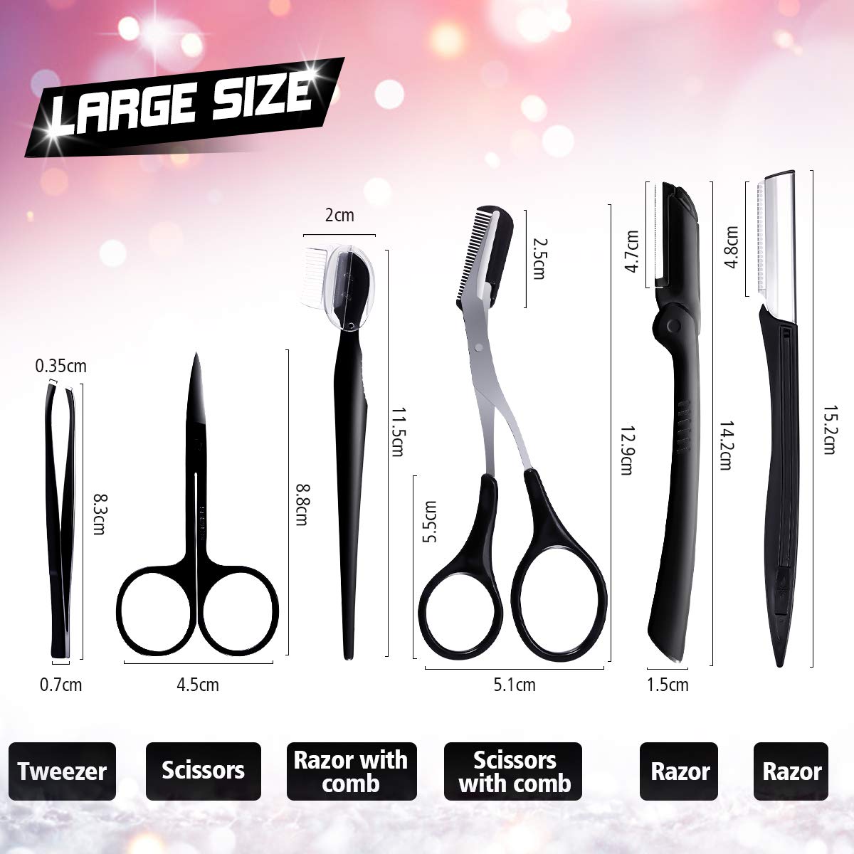 Eyebrow Razor, Hizek 6 in 1 Eyebrow Kit, Multipurpose Exfoliating Dermaplaning Tool Face Razors for Women, Including Facial Trimmer Shaver, Eyebrow Brush, Scissors, Tweezers, Storage Bag : Beauty