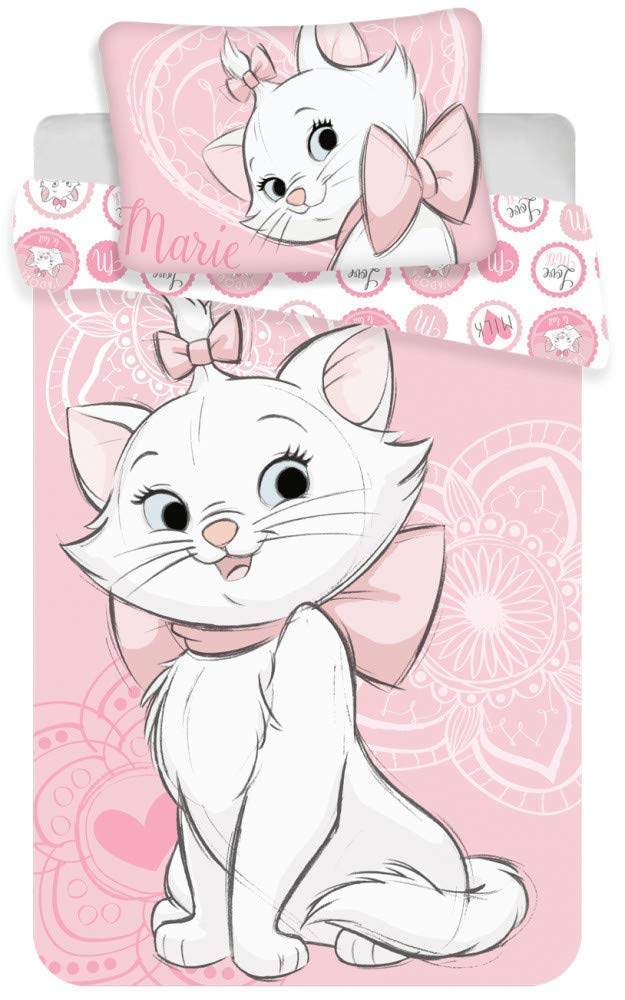 Disney Marie Aristocats Children's Bed Linen Set, Light Pink, 140 x 200 cm