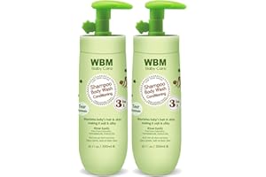 WBM Care 3-in-1 Baby Shampoo, Body Wash & Conditioner (10 oz, Pack of 2) offers a gentle, nourishing formula for baby’s hair and skin, Tear-free and hypoallergenic