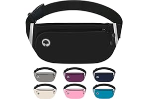 TORRYZA Fanny Packs for Women Men, Waterproof Waist Pack with Reflective Strip, Lightweight Slim Belt Bag with No-Bounce Adjustable Strap Running Travel Hiking Walking Sport(Black)