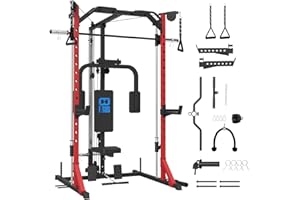 FAGUS H FAGUS Smith Machine Home Gym Power Cage with Pulley System, Space Saving Design Squat Rack with Full Body Strength Training Attachments, PEC Station & Fixed Cable Crossover Optional