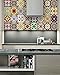 Mi Alma Backsplash Tile Stickers 24 PC Set Traditional Talavera Tiles Stickers Bathroom & Kitchen Tile Decals Easy to Apply Just Peel and Stick Home Decor 6x6 Inch (Kitchen Tiles Stickers D1)