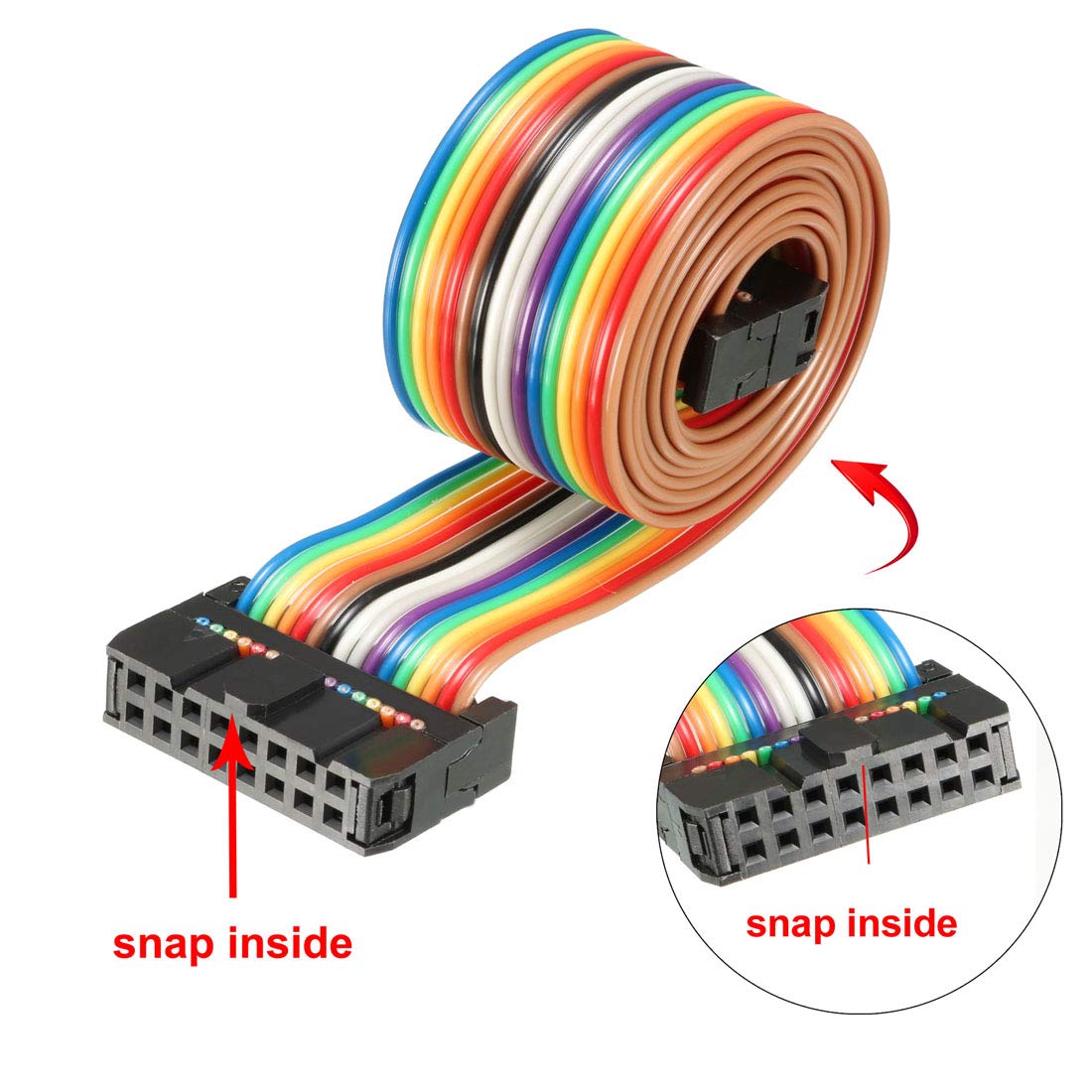 sourcing map IDC Rainbow Wire Flat Ribbon Cable 16 Pins 66cm Length 2.54mm Pitch Type-B, Rainbow Color, 16P-66cm - Image 4
