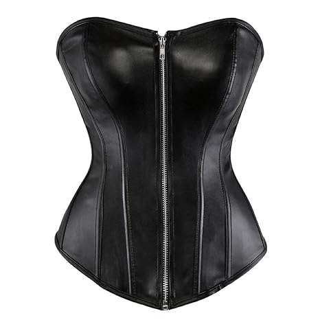 aizen Kunstleder Leder Korsett Corsage Vollbrust Optik Reißverschluss Bustier Damen Bustier übergröße Sexy top
