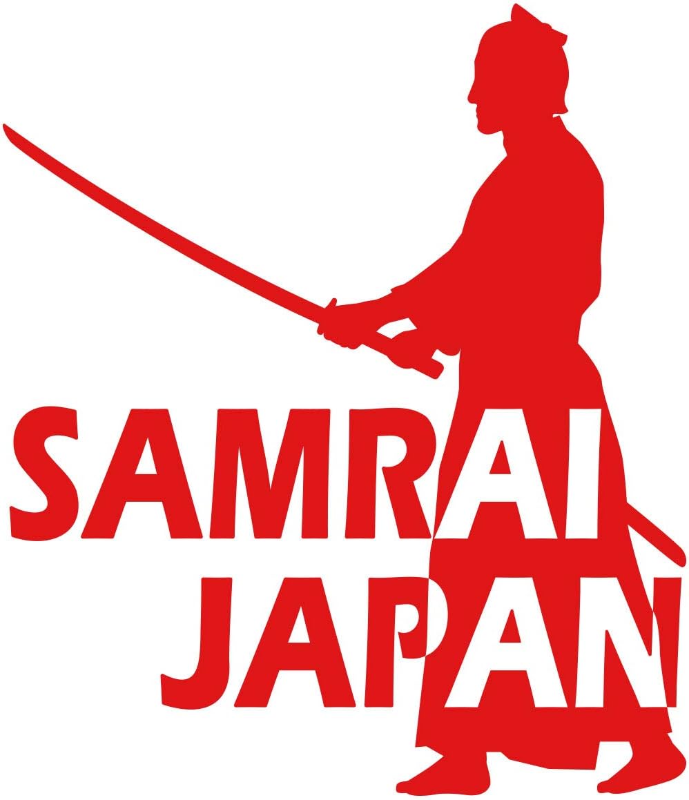 Amazon カッティングステッカー Samurai Japan 侍 サムライ 4 4 約195mmx約168mm レッド 赤 ステッカー デカール 車 バイク