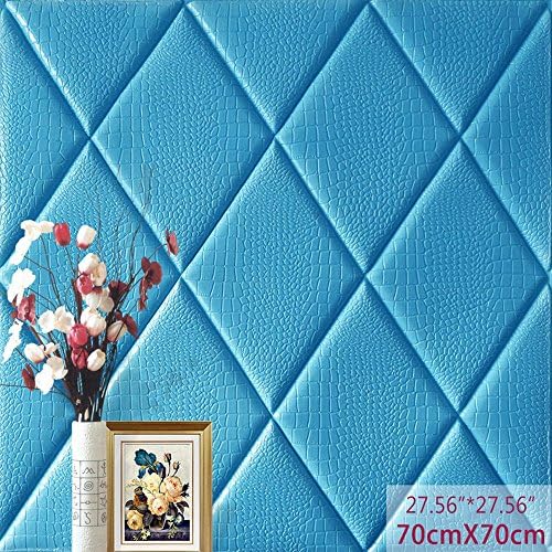 3D Wall Panel Crocodile Print PE Foam Self-Adhesive,Thickened Peel and Stick Tile backsplash Sound-Proof and Water-Proof (1, Blue)