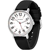 Bomieux Nurse Watch for Nurses Doctors Women Men,Waterproof Analog Watches with Luminous Dial and Japanese Quartz Movement,Easy to Read Military Time Watch with Second Hand, 12/24 Hours,Silicone Band