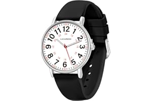 BOMIEUX Nurse Watch for Nurses Doctors Students Women Men,Waterproof Analog Watches with Luminous Dial and Japanese Quartz Movement,Easy to Read Military Time Watch with Second Hand, 12/24 Hours,Silicone Band