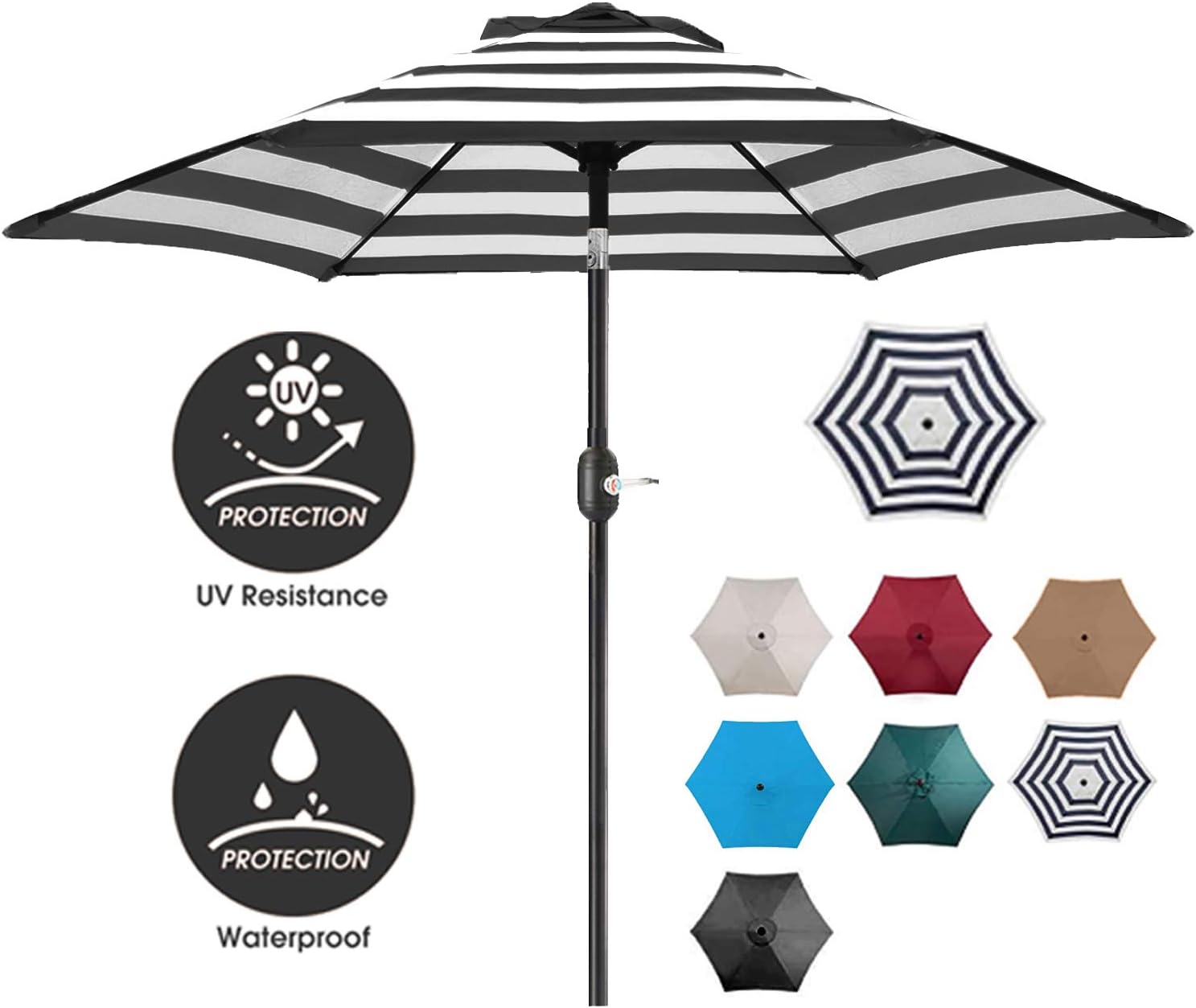 Umbrellas Tan 6 Ribs Sunnyglade 7 5 Patio Umbrella Outdoor Table Market Umbrella With Push Button Tilt Crank Patio Lawn Garden