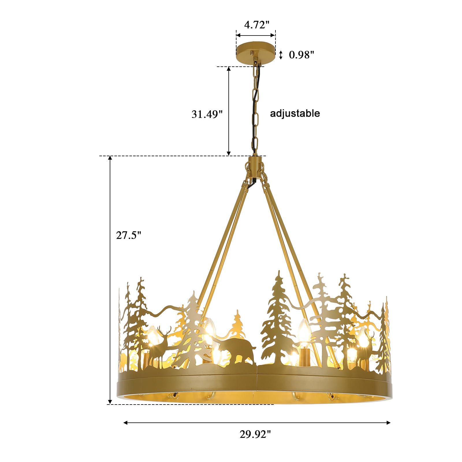 Bicrink Gold Wagon Wheel Chandelier Modern Farmhouse Chandeliers for Dining Room Vintage Dining Room Light Fixtures Over Table, Pendant Light Fixtures Rustic Chandelier for Living Room, Kitchen