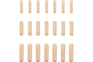 Qancekoo 21pcs Grooved Wooden Dowel Pins Assorted M6 M8 M10 Fluted Wood Dowels Rods Wooden Plugs for Screw Holes, Hardwood Wo
