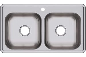 Elkay Dayton D233191 Equal Double Bowl Drop-in Stainless Steel Sink 33 x 19 x 6.4375"