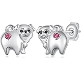 Pug Earrings Sterling Silver Dog Birthstone Earrings Pug Birthstone Gifts Jewelry for Women