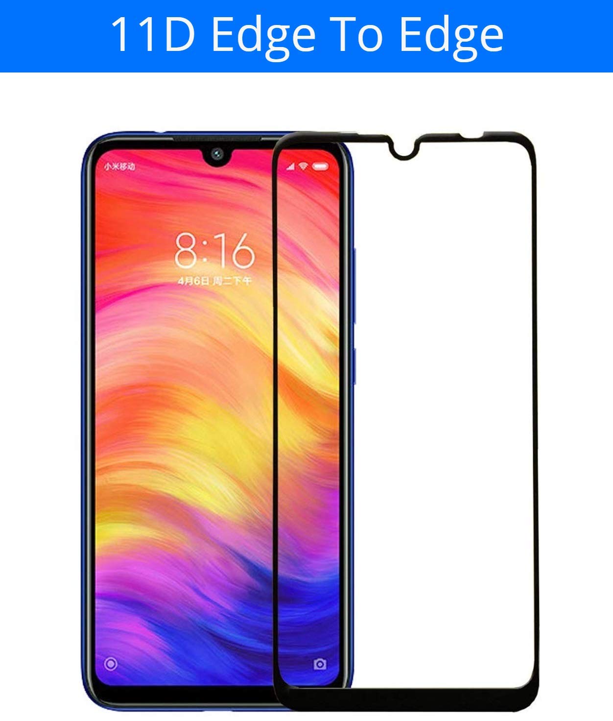 Cellbuzz 6d Full Adhesive Black Screen Guard For Redmi Note 7