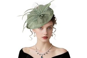 DRESHOW Fascinators Hats for Women Tea Party Hat Vintage Derby Pillbox Kentucky Hat Church Cocktail Headwear