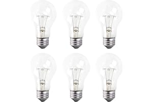 Xtricity A19 Clear Incandescent Rough Service Light Bulb, 100 Watt, 2700K Soft White, E26 Medium Base, 1020 Lumens, 130V (6 Pack)