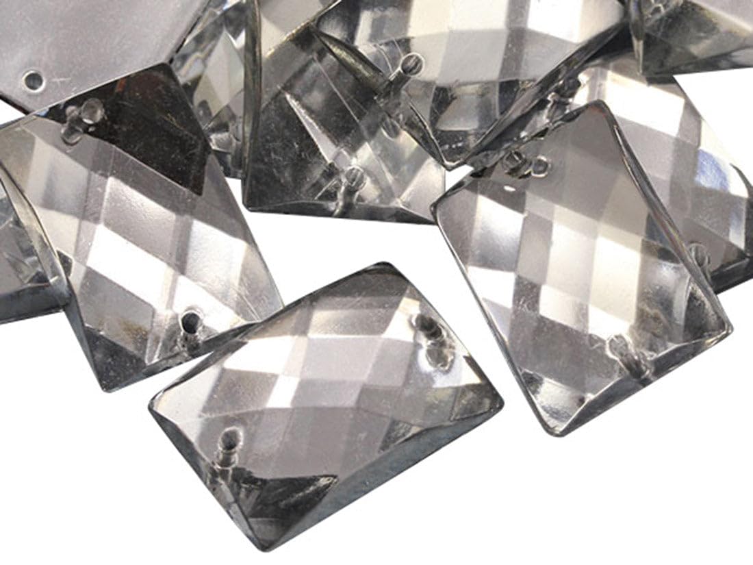 Allstarco 25x18mm Crystal Clear CH38 Flat Back Rectangle Sew On Beads for Crafts Plastic Acrylic Rhinestones with Holes for Sewing, Clothing Embelishments, Costume Cosplays 18 Pieces
