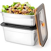 2 PCS Stainless Steel Food Storage Containers With Lids(94oz+67oz), Leak Proof & Airtight | Stainless steel freezer Containers,For Meal Prep,Fruit,Freezer