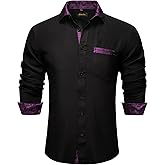 DiBanGu Mens Long Sleeve Dress Shirt Casual Cotton Button Down Shirts with Pocket Business Inner Contrast Shirt