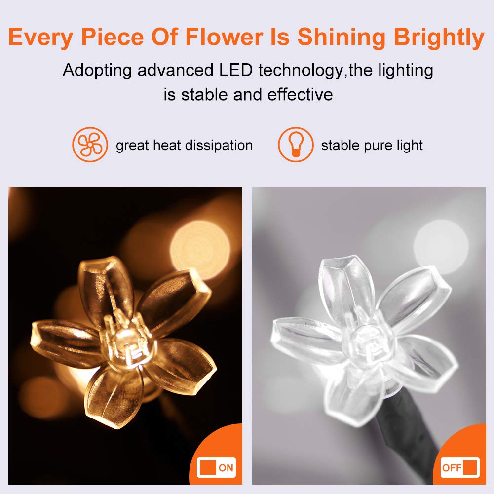 LED Cherry Blossom Light Tree - 19.6 inch Tabletop 48 LEDs Bonsai Tree Light, Black Branches Clear Flower, Perfect for Home Festival christmas Party Wedding Indoor Outdoor Decoration, Warm White