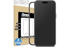 Mothca 2 Pack Matte Glass Screen Protector for iPhone 17 Pro Max[6.9 inch] + 2 Pack Camera Lens Protector, Anti-Glare & Anti-Fingerprint (Not Privacy) Tempered Glass, Bubble Free, Smooth as Silk