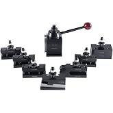 Accusize Quick Change Tool Post Set, BXA, for Lathe Swing 10" - 15" | 8 Pc Wedge Type Set with 2 Extra XL Oversize Turning &amp; Facing Holders, Steel, Hardened and Ground, 0251-0228