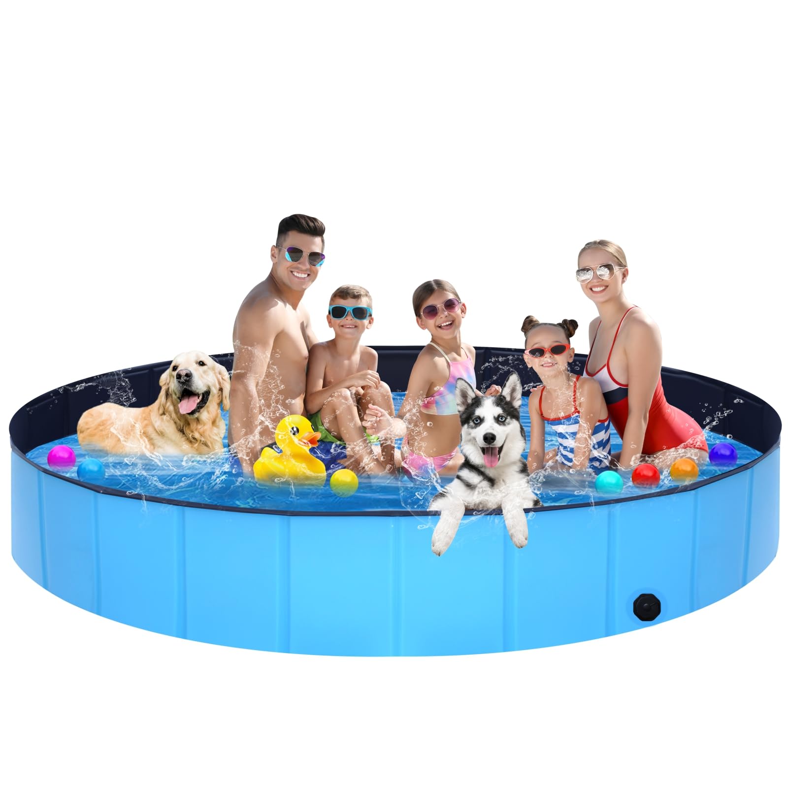 Photo 1 of STUDESK Extra Large Collapsible Dog Pool,97"x16" Anti-Slip Portable Swimming Pool Bathing Tub,Hard Plastic Kiddie Pool for Pets Dogs Cats & Kids…