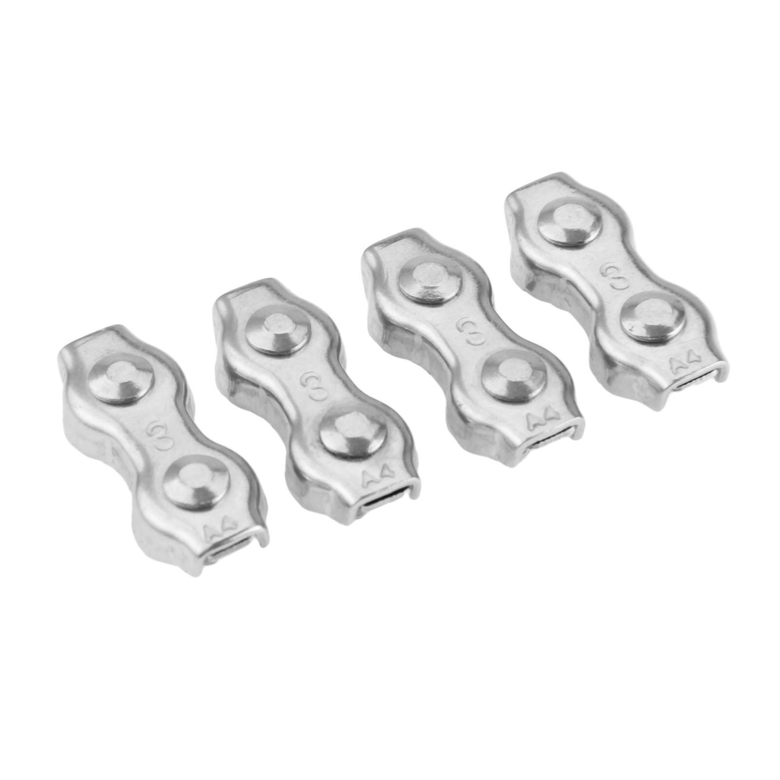 316 3mm 4pcs Wire Rope Cable Clamp Clips Grips Stainless Steel Duplex 2-Post Cable Clamp for Steel Rope Applicated in Industry