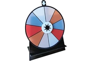 IOBIOTIO Spinning Prize Wheel, Spinning Wheel for Prizes with Stand, 10 Slots Color Small Tabletop Roulette Spinner, Easy Assembly and Erasable, Portable, 6 inch, Arylic