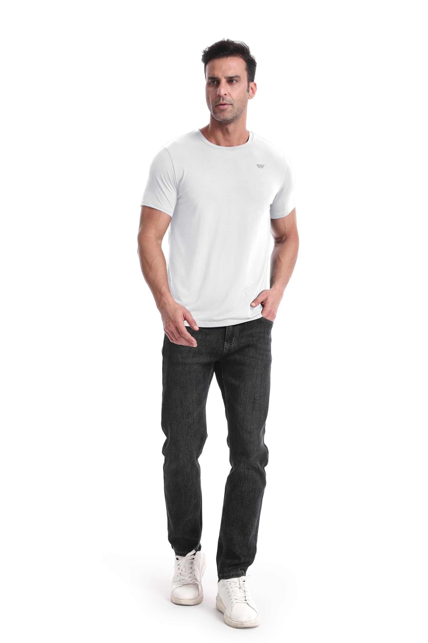 3 or 5er Pack Sport Tshirts Herren Kurzarm,Funktionsshirt Atmungsaktiv & Schnelltrocknend,Fitness Shirt für Training,Laufen,Wandern,Gym,Outdoor-Sport Schwarz-Weiß-Grau Blau M 2