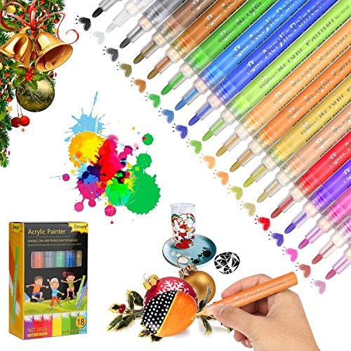Flysea Premium Waterproof Acrylic Pens Marker Pens for Rock Painting, Stained Glass, Paper, Fabric Painting, Photo Album, Canvas and DIY Crafts