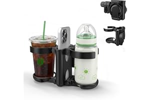 ZealSound Stroller Cup Holder – 3-in-1 Bottle Holder with Phone Holder, Foldable Large Caliber Drink Holder for Wheelchair, S