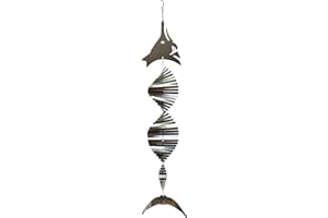 In the Breeze Fish Shimmer Helix Hanging Wind Spinner, Stainless Steel, Marlin,7062