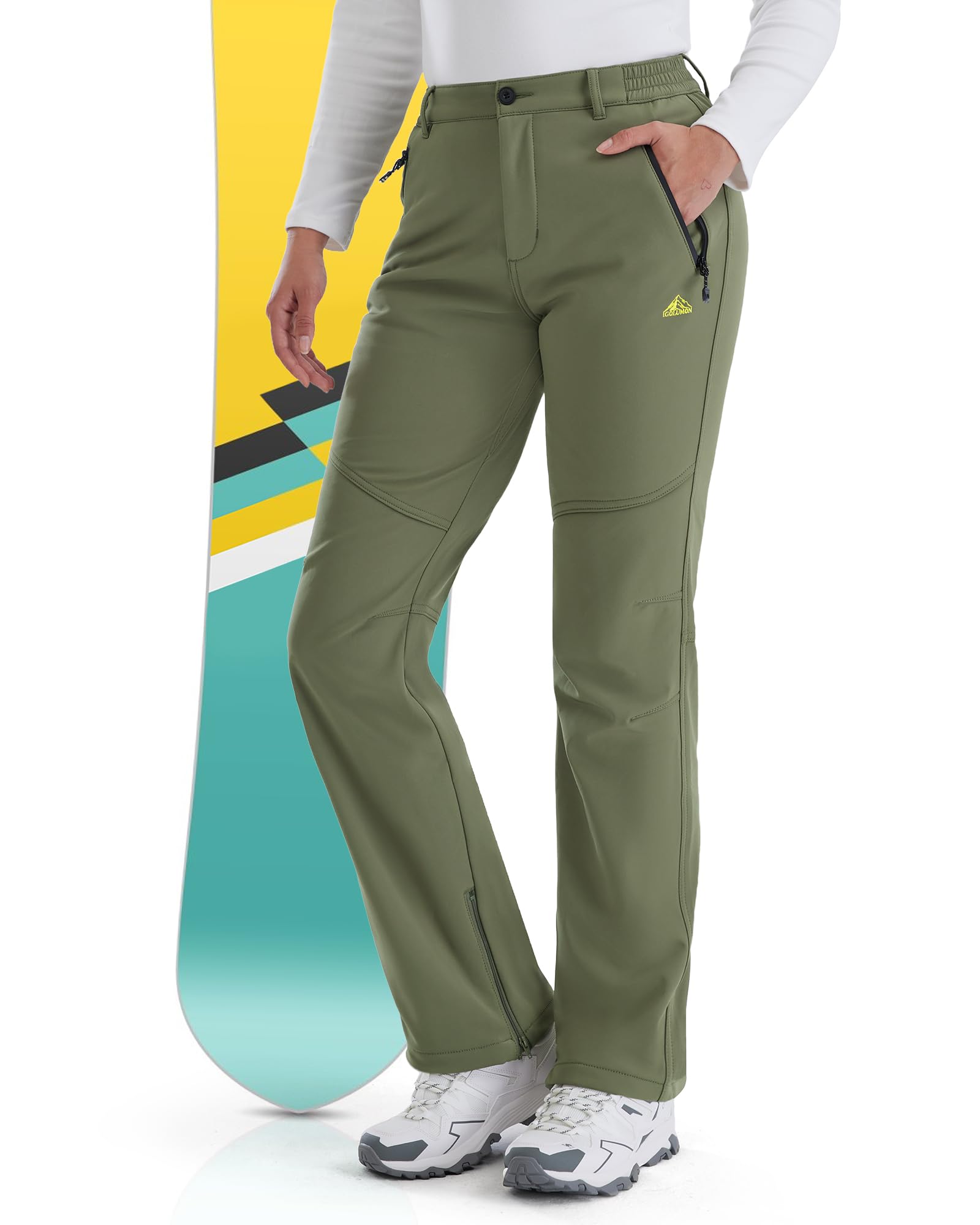 Photo 1 of IGOLUMON Snow Ski Pants Womens Waterproof Fleece Lined Pants Winter Insulated Softshell for Hiking Snowboard Outdoor